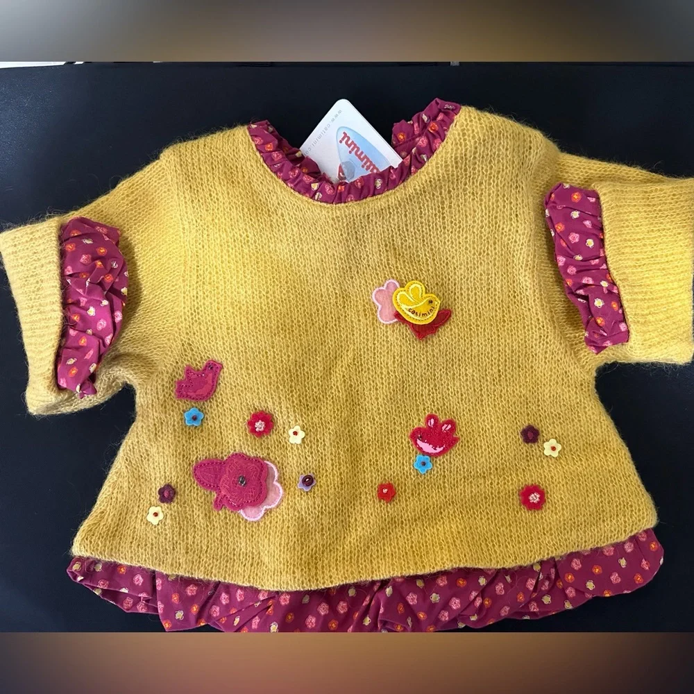 Catimini Baby Girl Top/Bottom Set Easter theme 6 months NWT